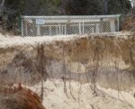 Erosion at the turtle nest protection cage Sandy Cape.