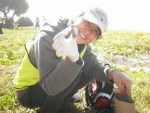 ￼Jane, a CVA volunteer, collecting dingo scats on Fraser Island’s Eastern Beach (Photo by Jono Bateman)